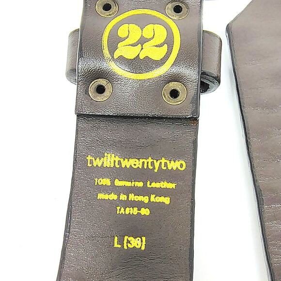 Anthropologie Twill Twenty Two Belt Womens Large Brown Leather Studded Gold Boho main image 4